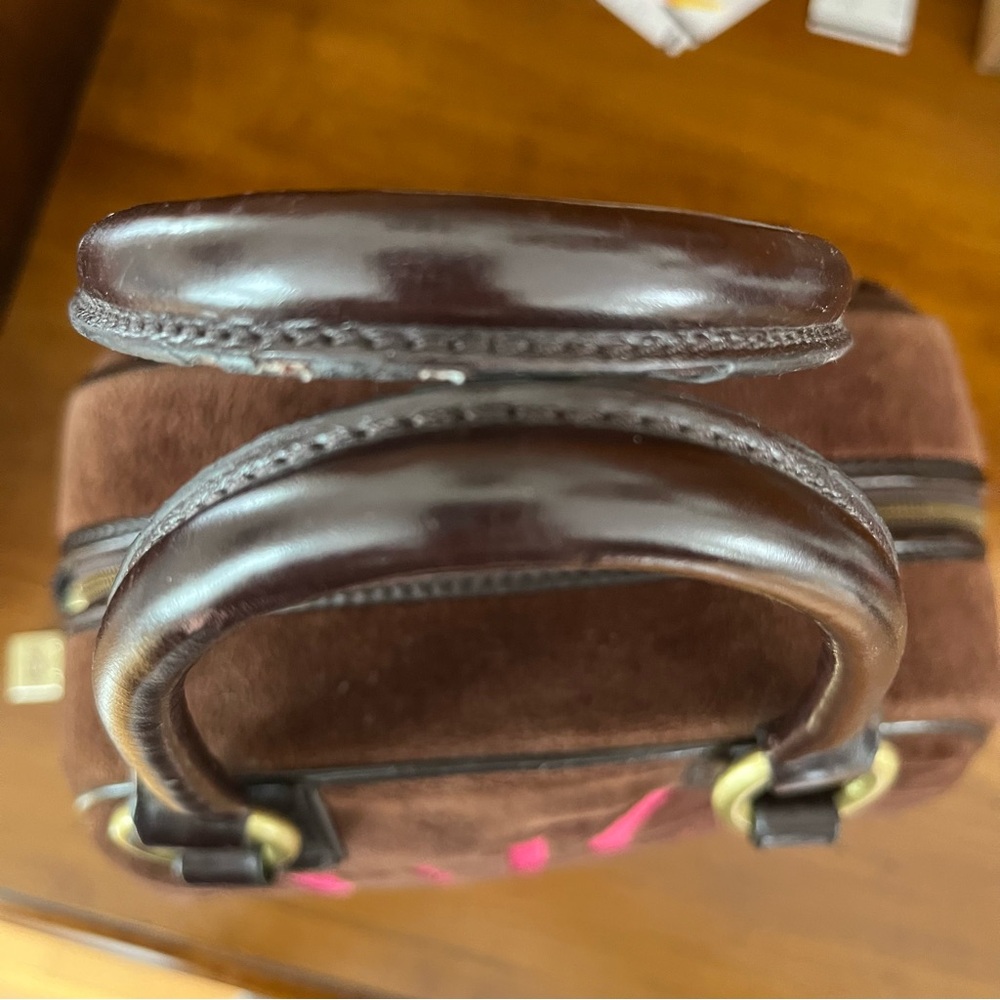 Juicy Couture Vintage Brown Bowling Bag Purse with Pink Accents - Picture 14 of 14